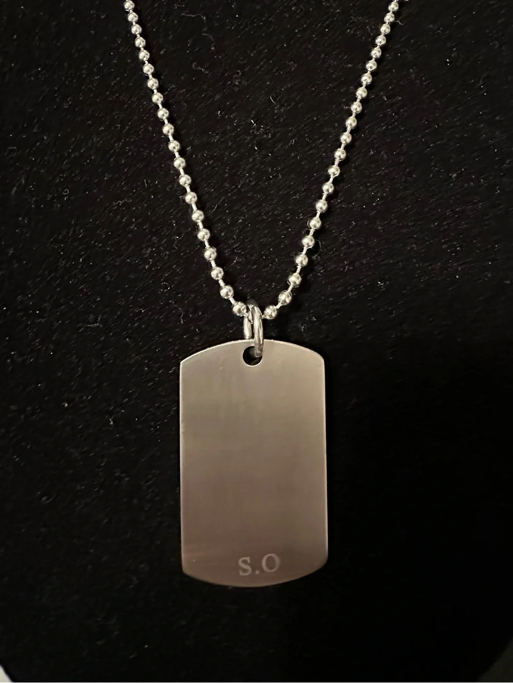 Men's Silver Dog Tag Pendant Necklace - Silver with Dagger Motif